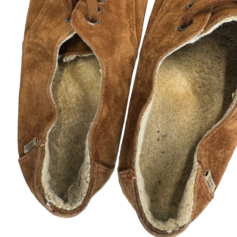 Vans Women's 8.5 Suede Fleece Lined Sneakers‎ Brown Cozy Retro Low Top Shoes